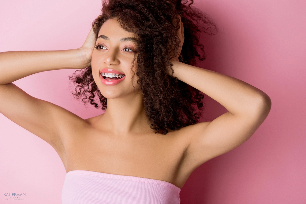 beautiful girl metal braces pink - How to Get Braces Glue Off Teeth in New Braunfels, TX